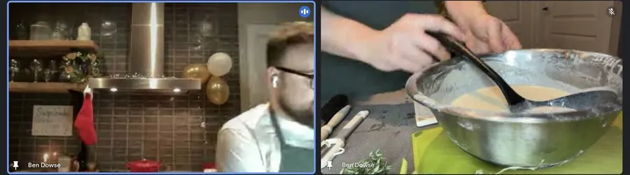 A team cook-along on a video call